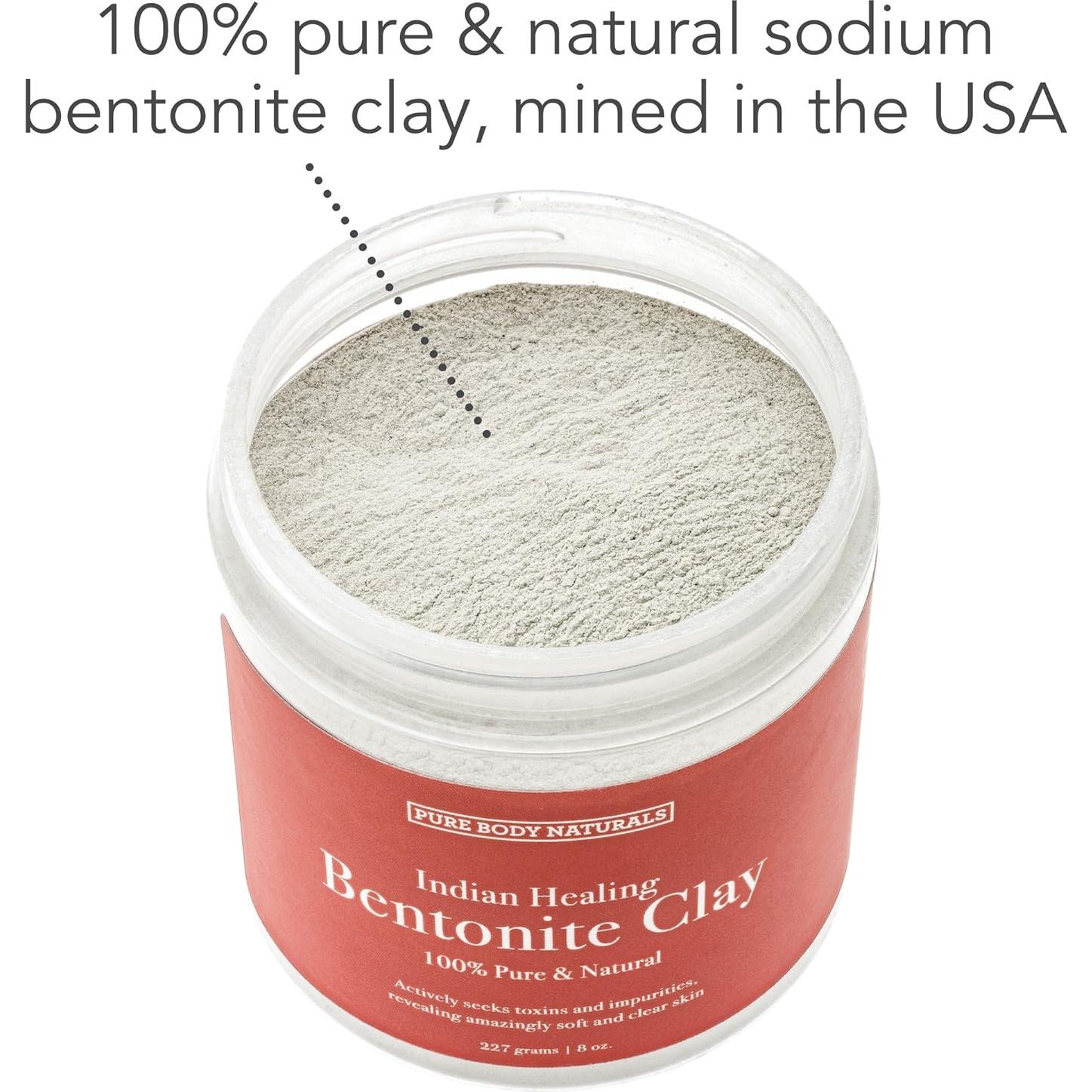 Polvo de Arcilla Bentonita Pure Body Naturals 226g - Detox Facial y Corporal