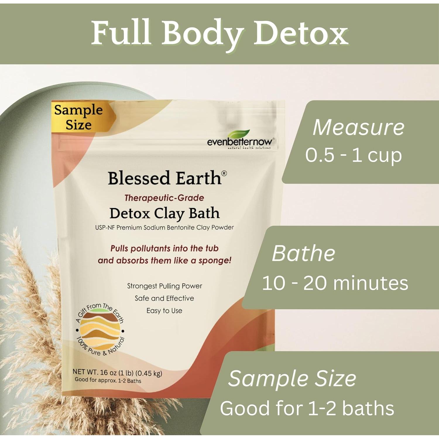 Baño Detox Arcilla Bentonita Blessed Earth 1 lb Grado Terapéutico