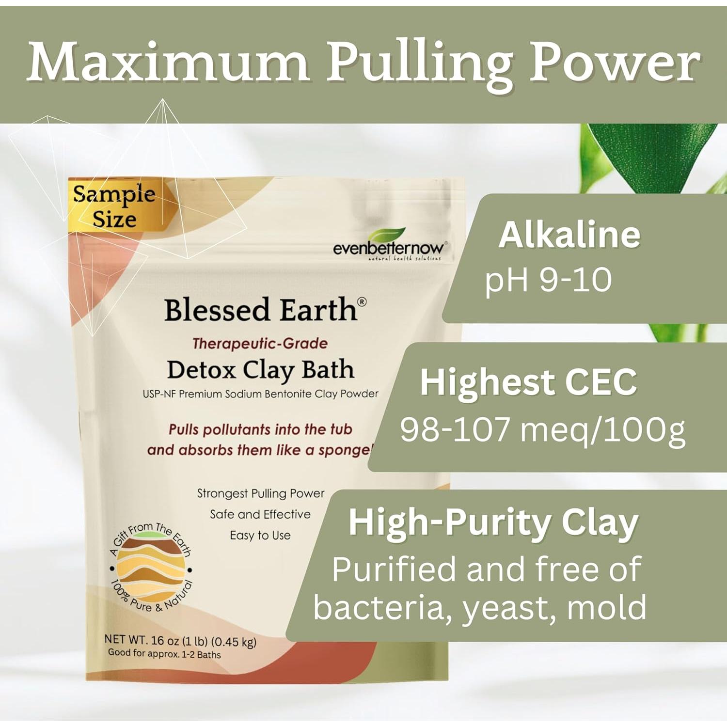 Baño Detox Arcilla Bentonita Blessed Earth 1 lb Grado Terapéutico