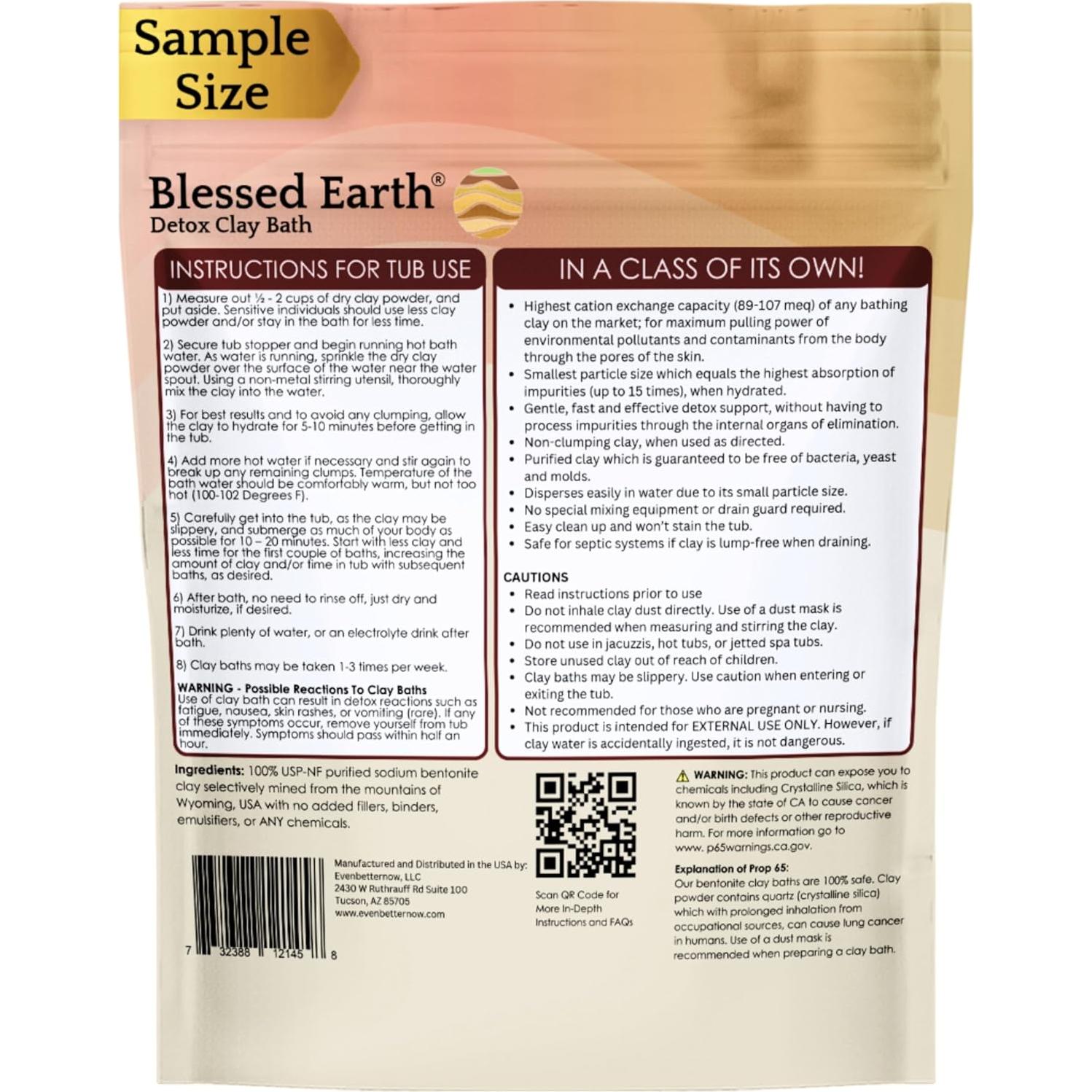 Baño Detox Arcilla Bentonita Blessed Earth 1 lb Grado Terapéutico