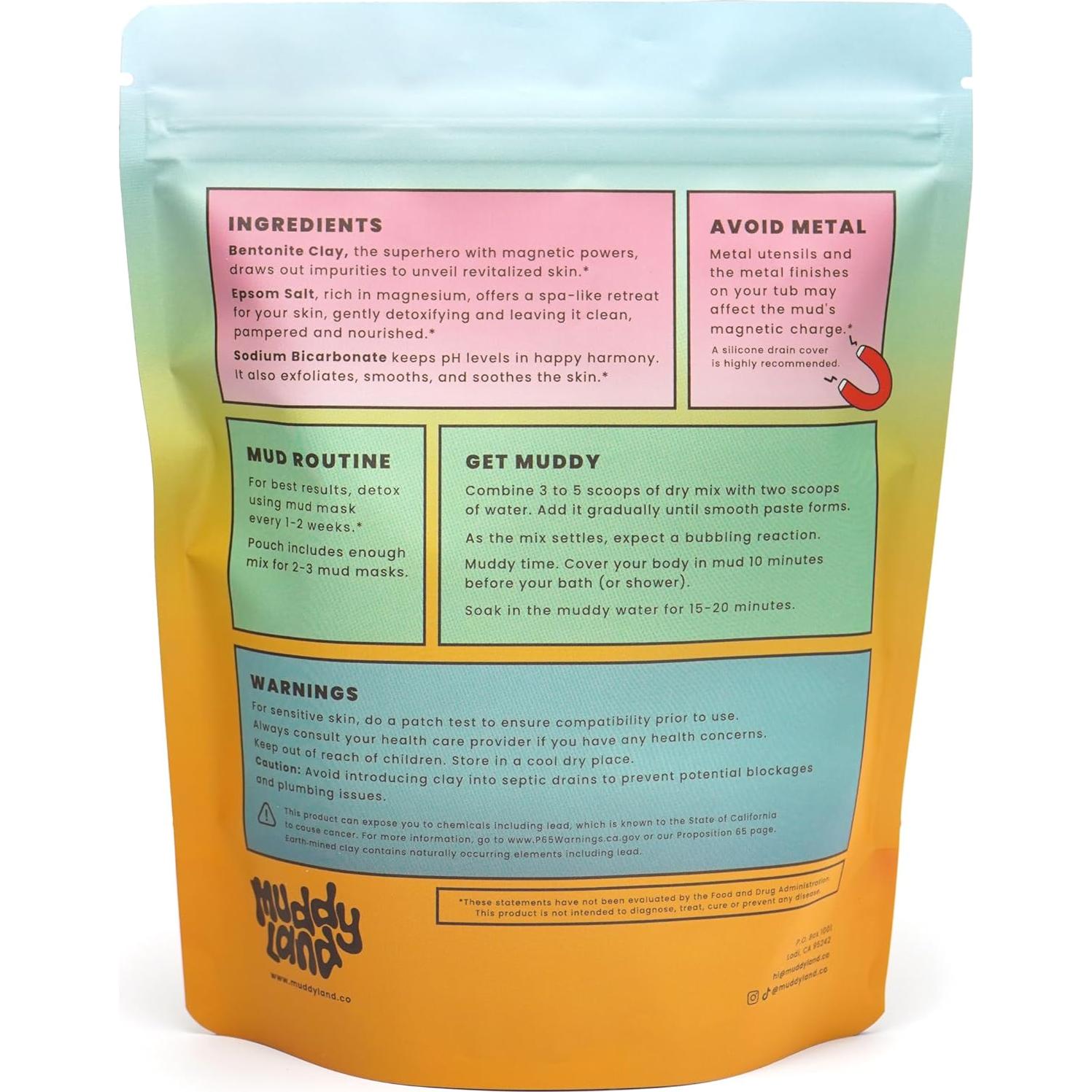 Mascarilla Detox de Arcilla Bentonita Muddyland 396g - Baño Detox