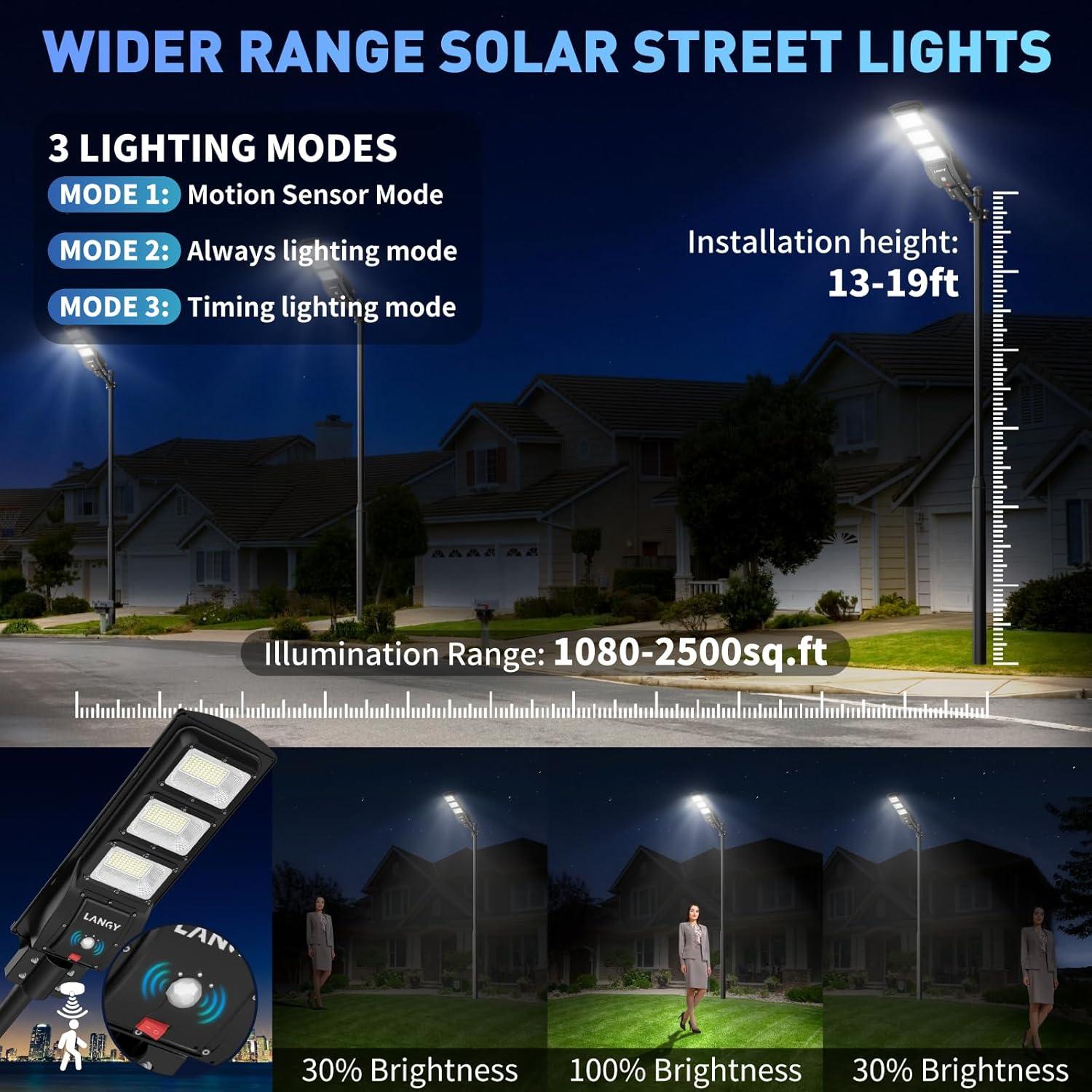 Luz Solar de Calle LANGY 18000LM IP67 Control Remoto 2Pack