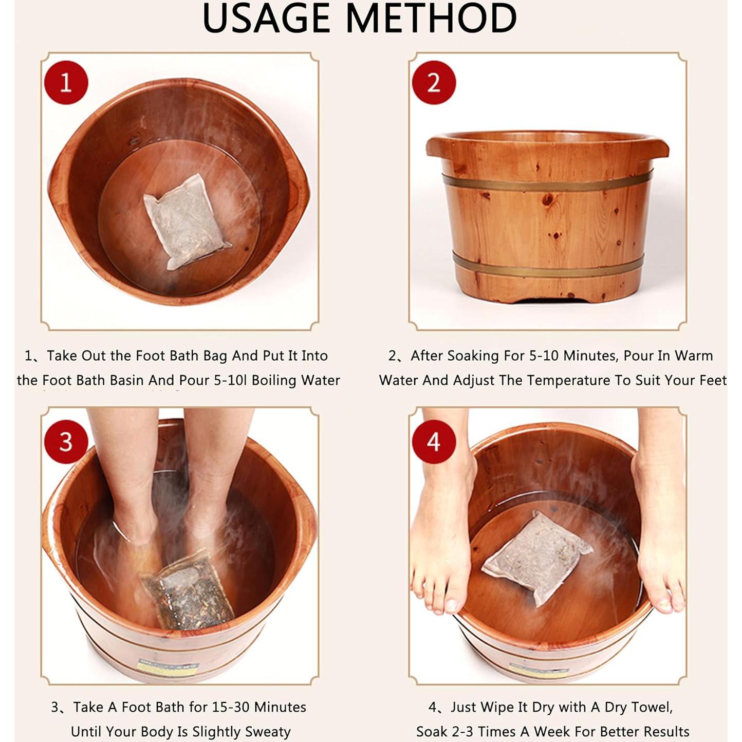 30 Paquetes Baño de Pies Detox SKVSKV 900g Jengibre y Hierbas