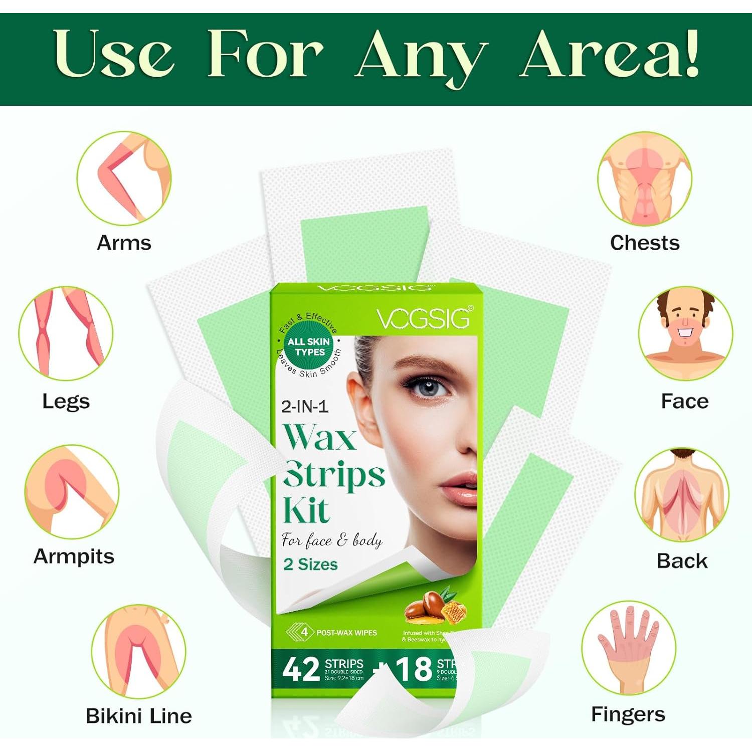 Tiras de Cera Facial Hipoalergénicas Yiyang - 60 Unidades