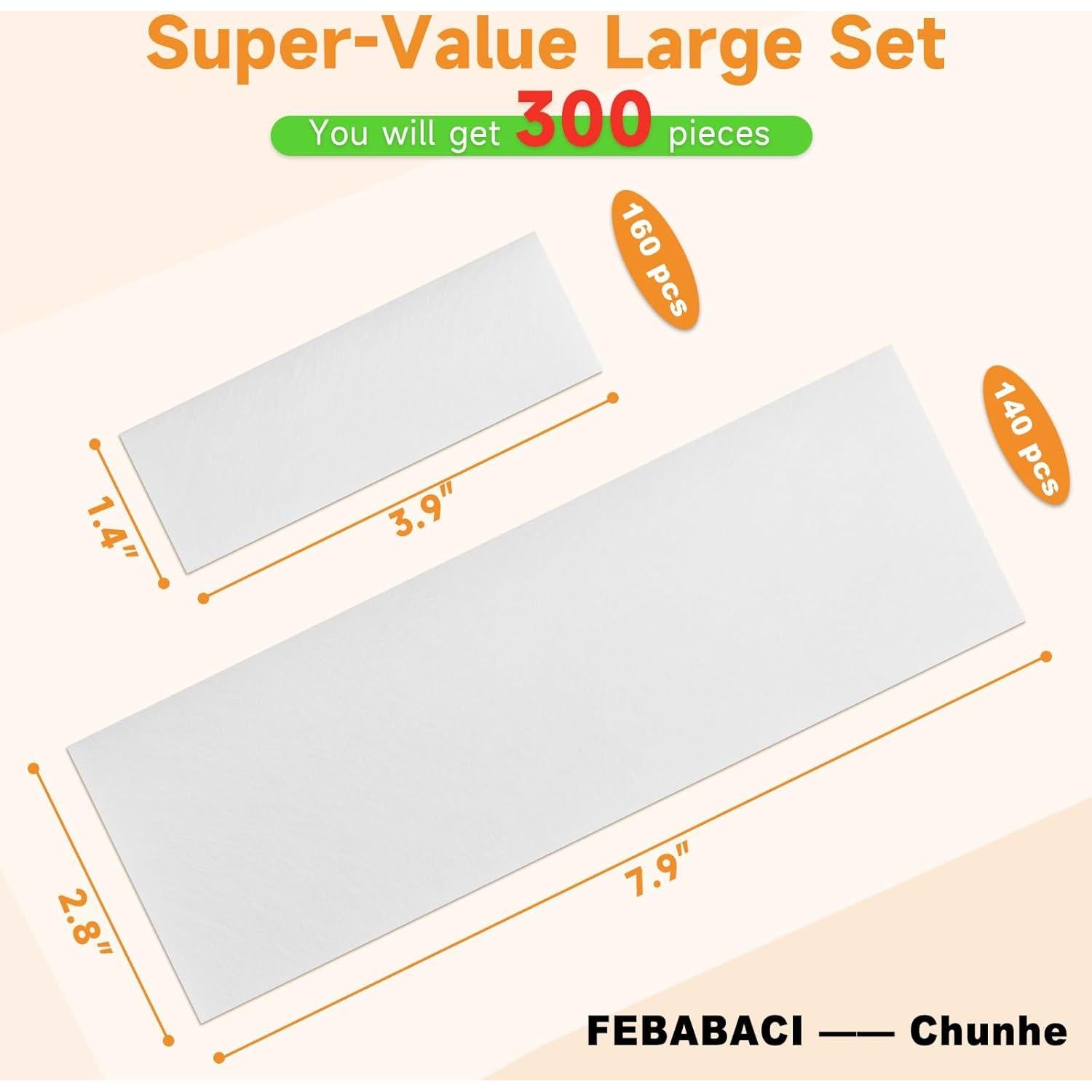 300 Tiras de Cera No Tejidas FEBABACI para Depilación