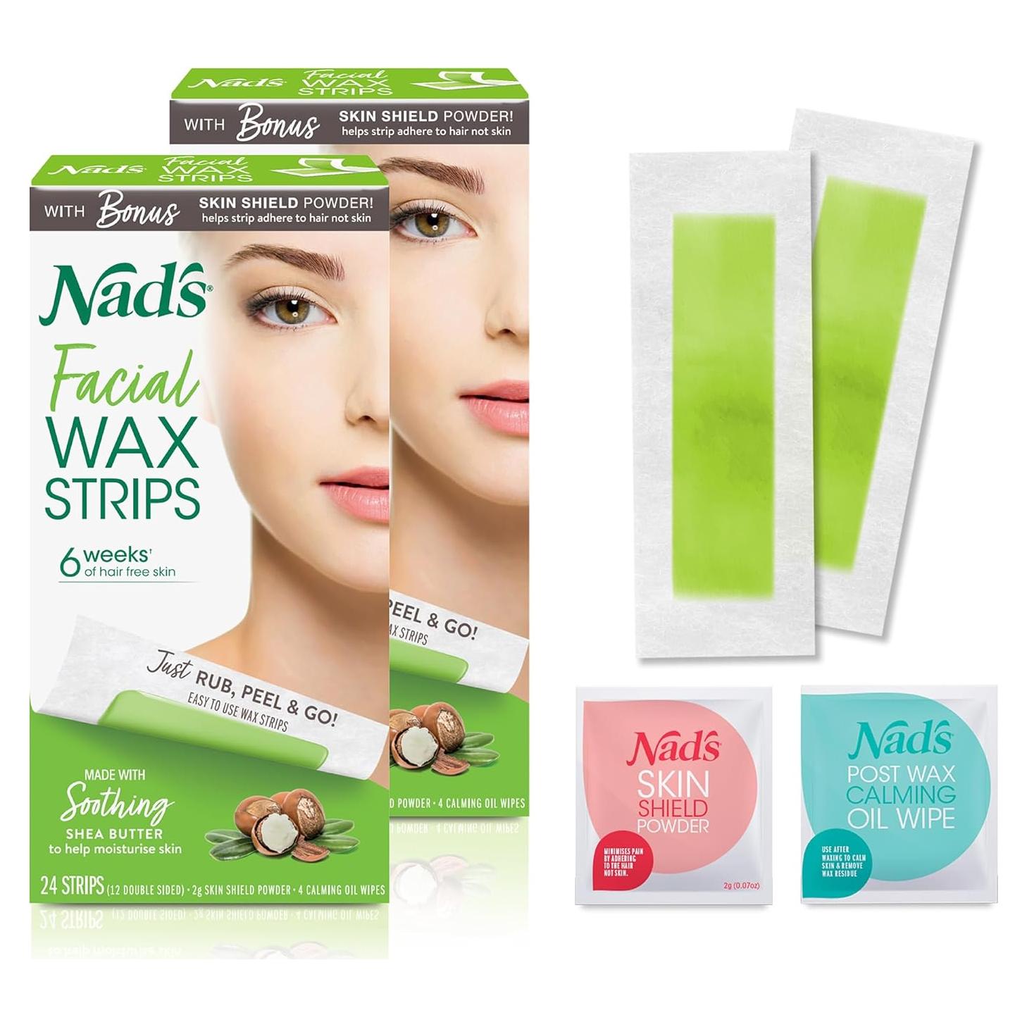 Cintas de Cera Facial Nad's Hipoalergénicas 48 Unidades