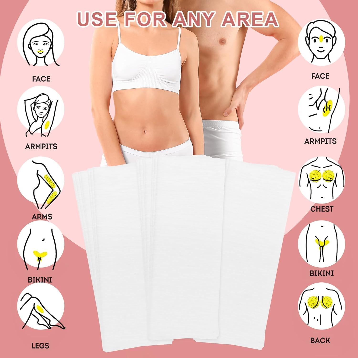 Tiras de Cera No Tejidas EWVVSS 600 Piezas para Depilación