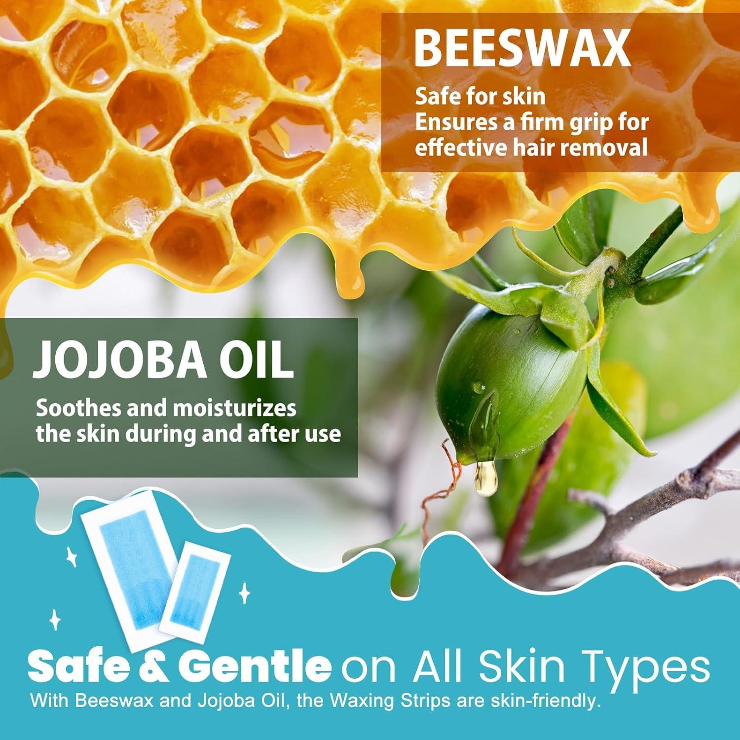 Tiras de Cera Depilatorias GleeBee 60 Unidades - 40 Corporales y 20 Faciales