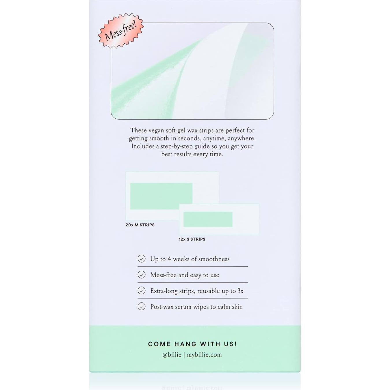 Kit de Cera Billie para Cara y Bikini - 32 Tiras + Toallitas