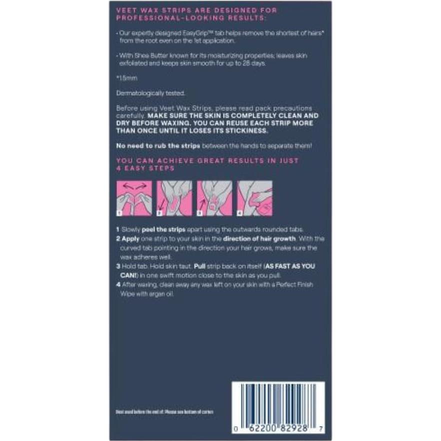 Kit de Depilación Veet - Tiras de Cera Fría 40 Unidades