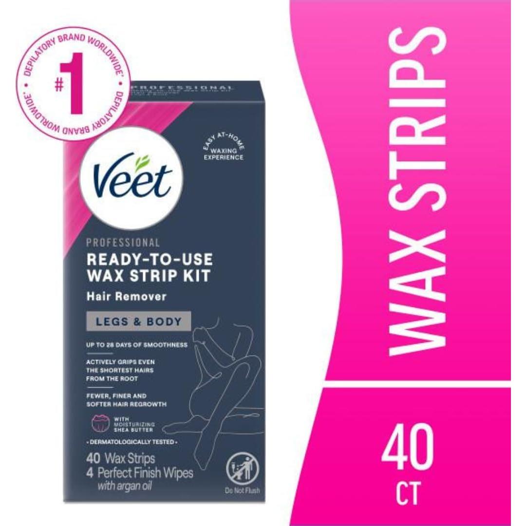 Kit de Depilación Veet - Tiras de Cera Fría 40 Unidades