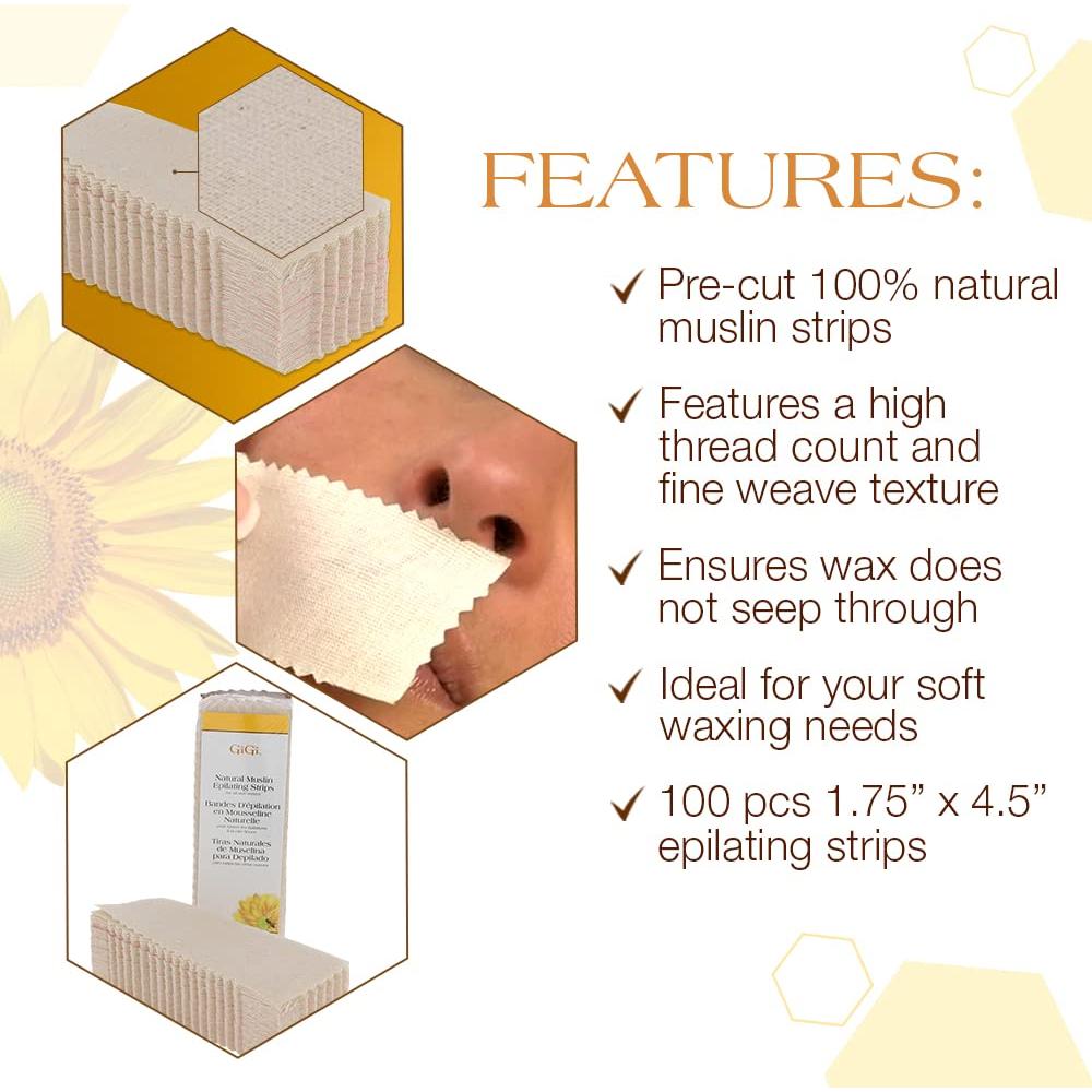 Tiras de Cera Muselina GiGi 100 Piezas 4,45x11,43cm