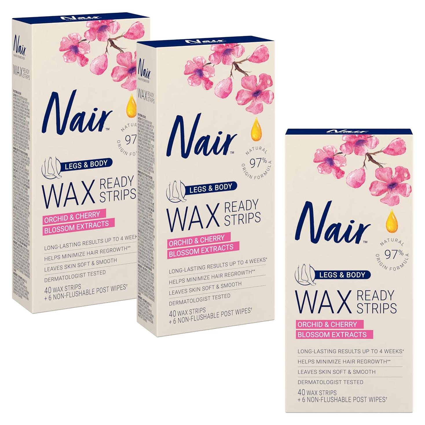 Cera Depilatoria Nair Listones para Piernas y Cuerpo - 120 Unidades