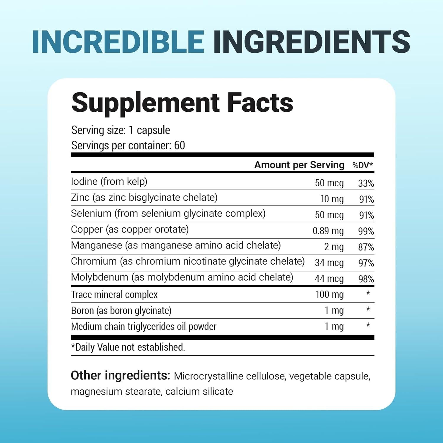 Suplemento de Minerales Traza Dr. Berg - 60 Cápsulas con Zinc