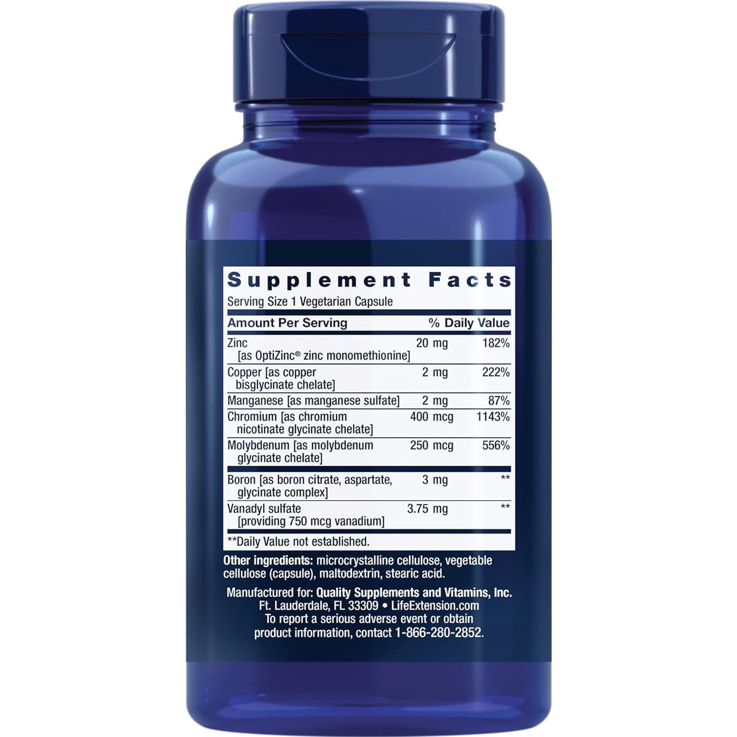 Minerales traza Life Extension 90 cápsulas - Zinc, Cromo, Boro