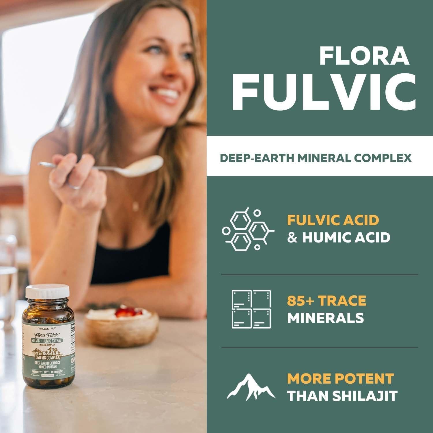 Flora Fulvic | Suplemento de Ácido Fulvico 550 mg | 60 Cápsulas