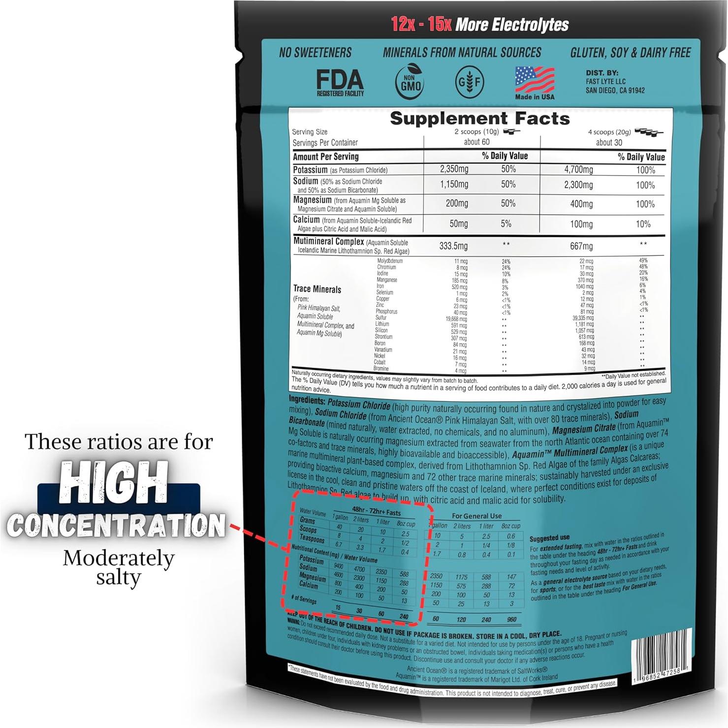 Suplemento de Electrolitos en Polvo Fast Lyte 600g Sin Azúcar