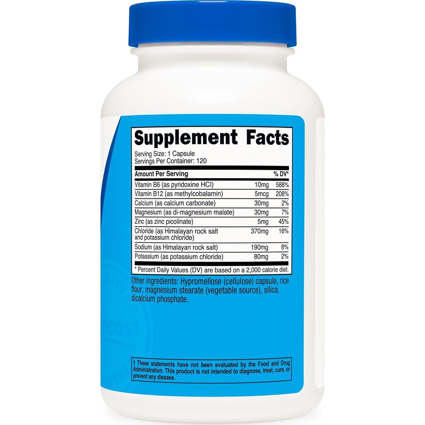 Complejo de Electrolitos Nutricost 120 Cápsulas Sin Gluten