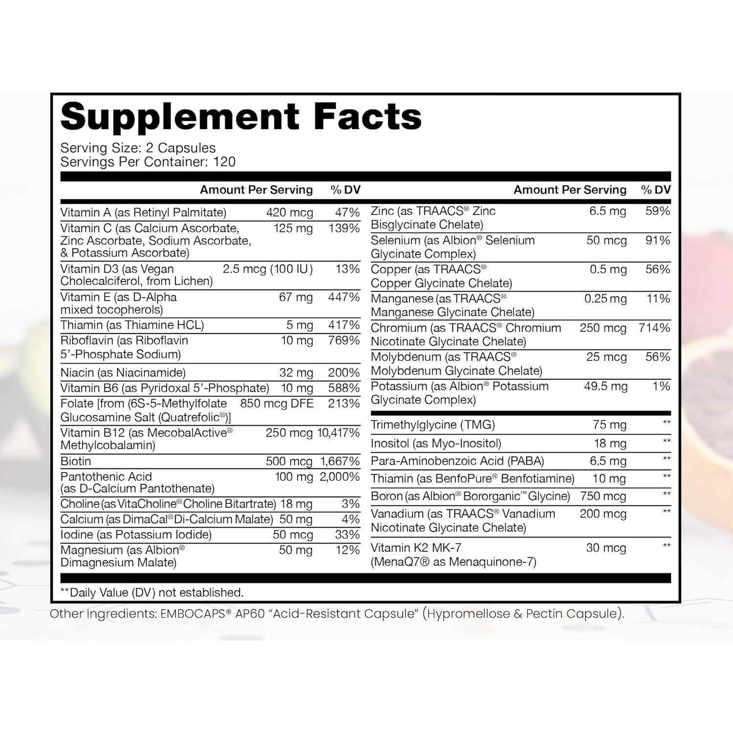 Multivitamínico Methyl Multi Sin Hierro Pure TheraPro 240 Cápsulas