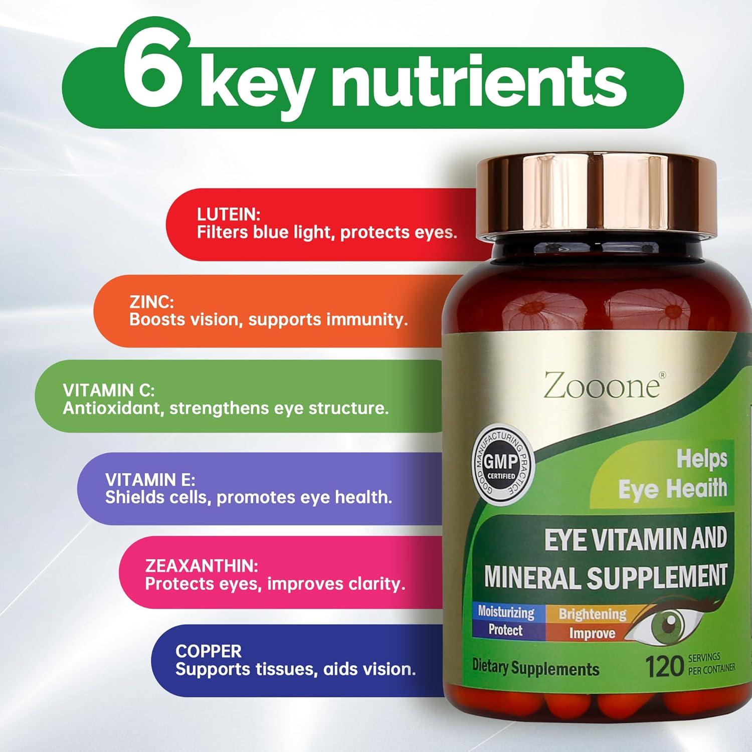 Suplemento de Vitaminas Zooone 120 Caps Luteína Salud Ocular