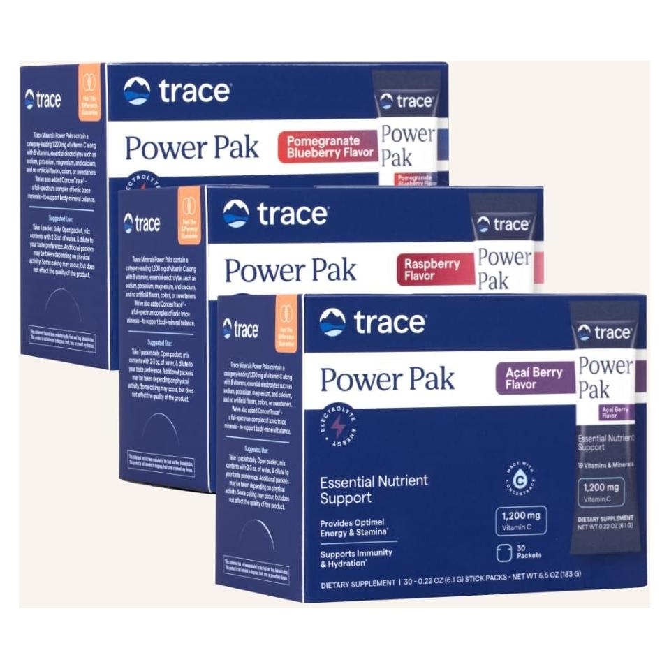 Electrolitos Trace Minerals | 30 Paquetes Variedad 1200 mg Vit C