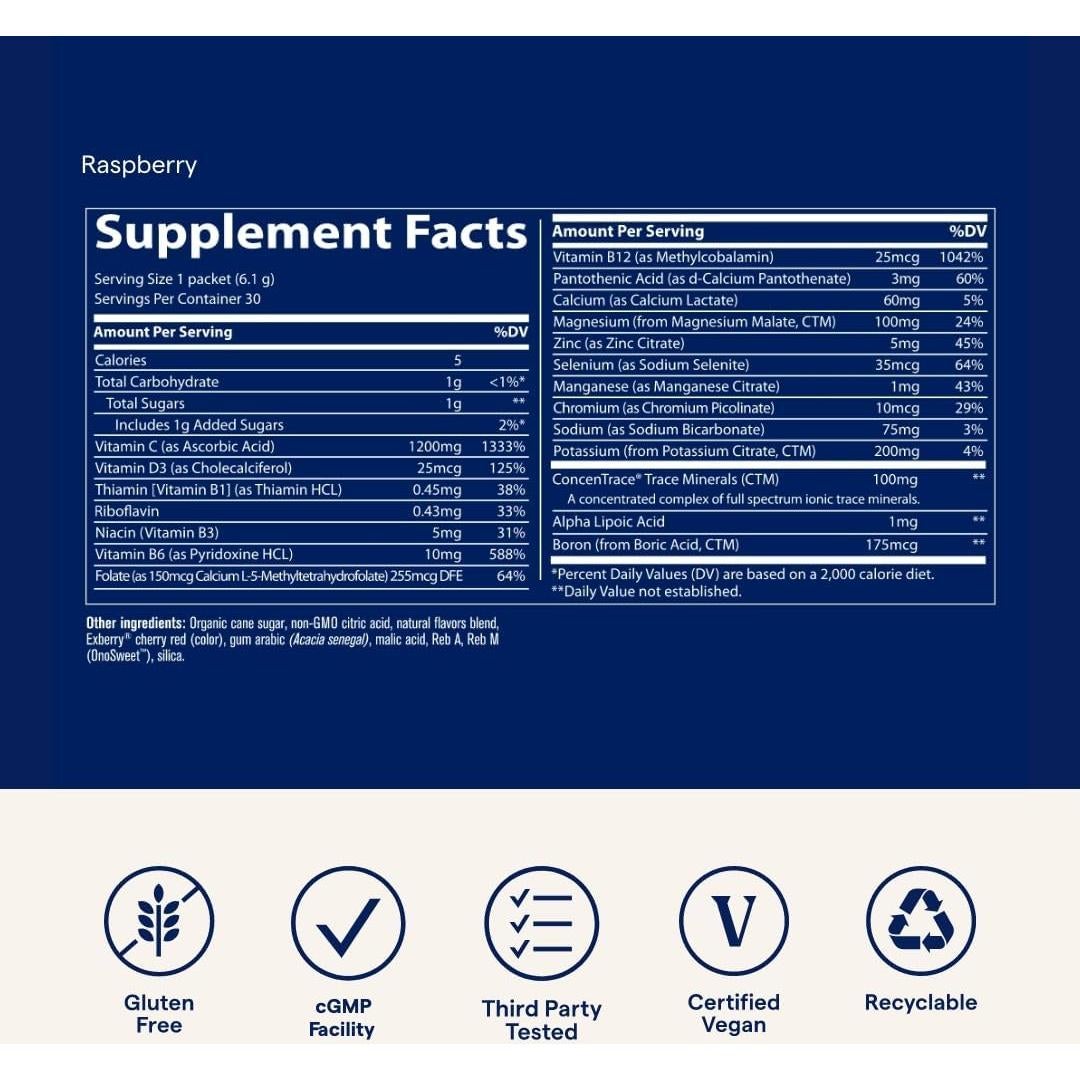 Electrolitos Trace Minerals | 30 Paquetes Variedad 1200 mg Vit C