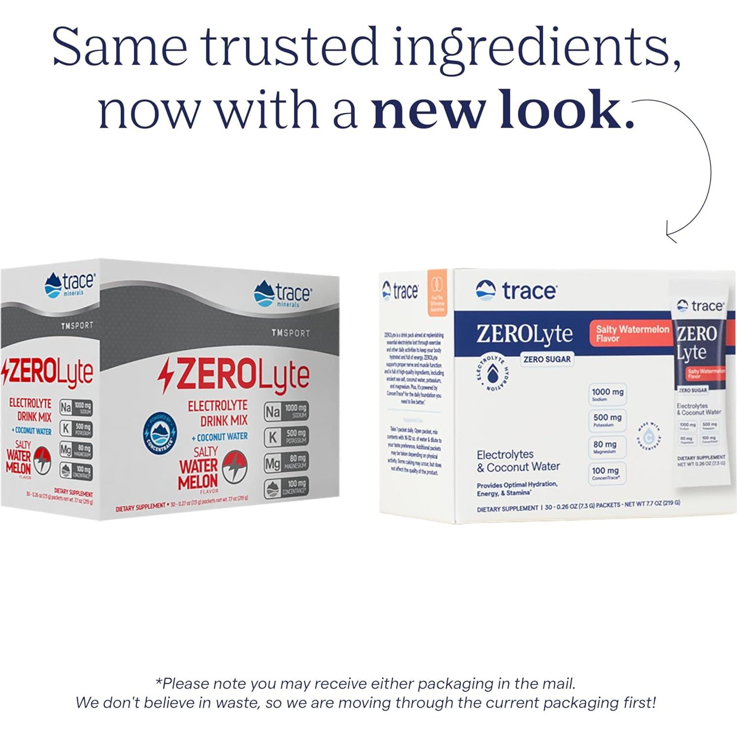 Trace Minerals ZeroLyte - Bebida en Polvo Electrolitos Sandía Salada - 30 Porciones