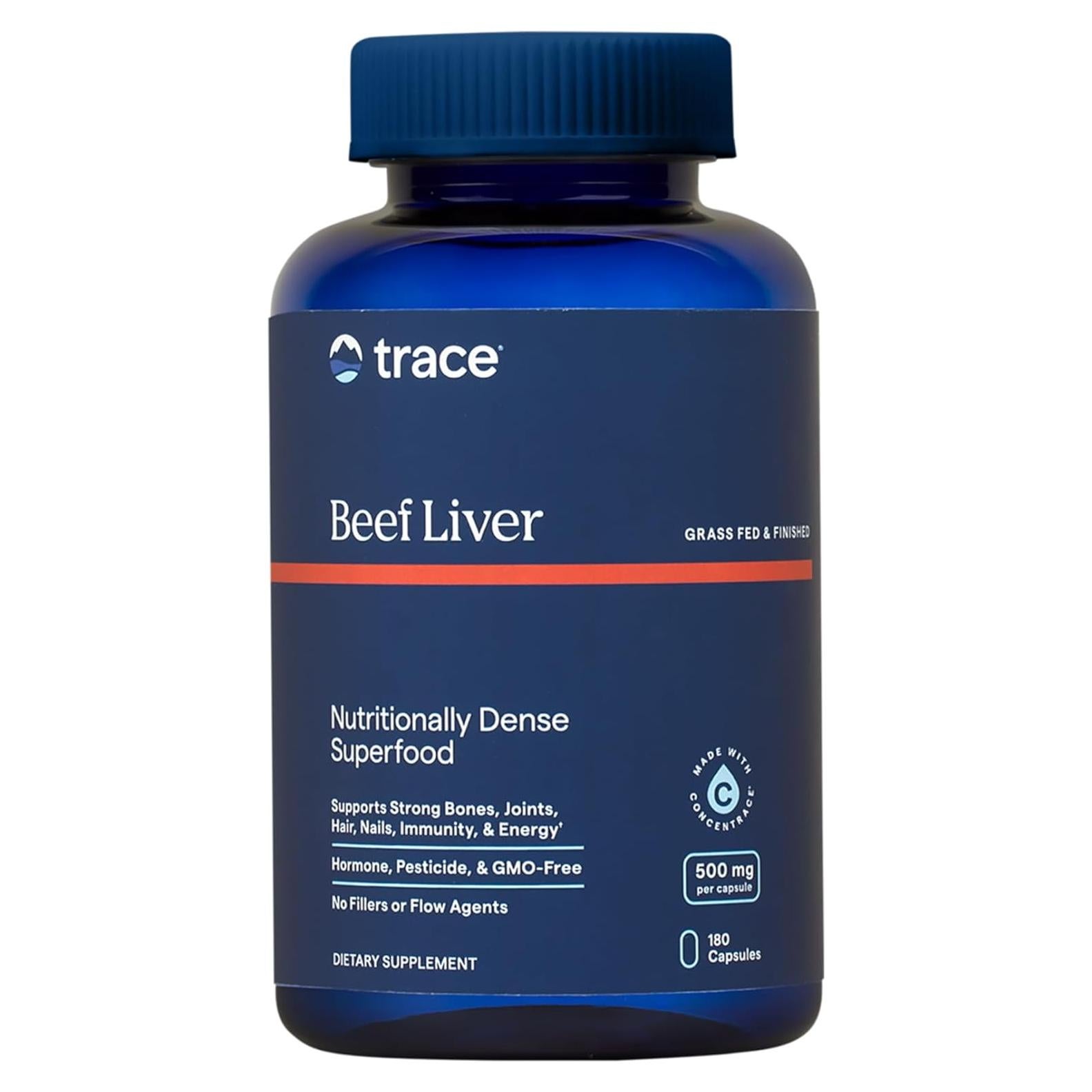 Suplemento de Hígado de Res Trace Minerals 500mg 180 Cápsulas