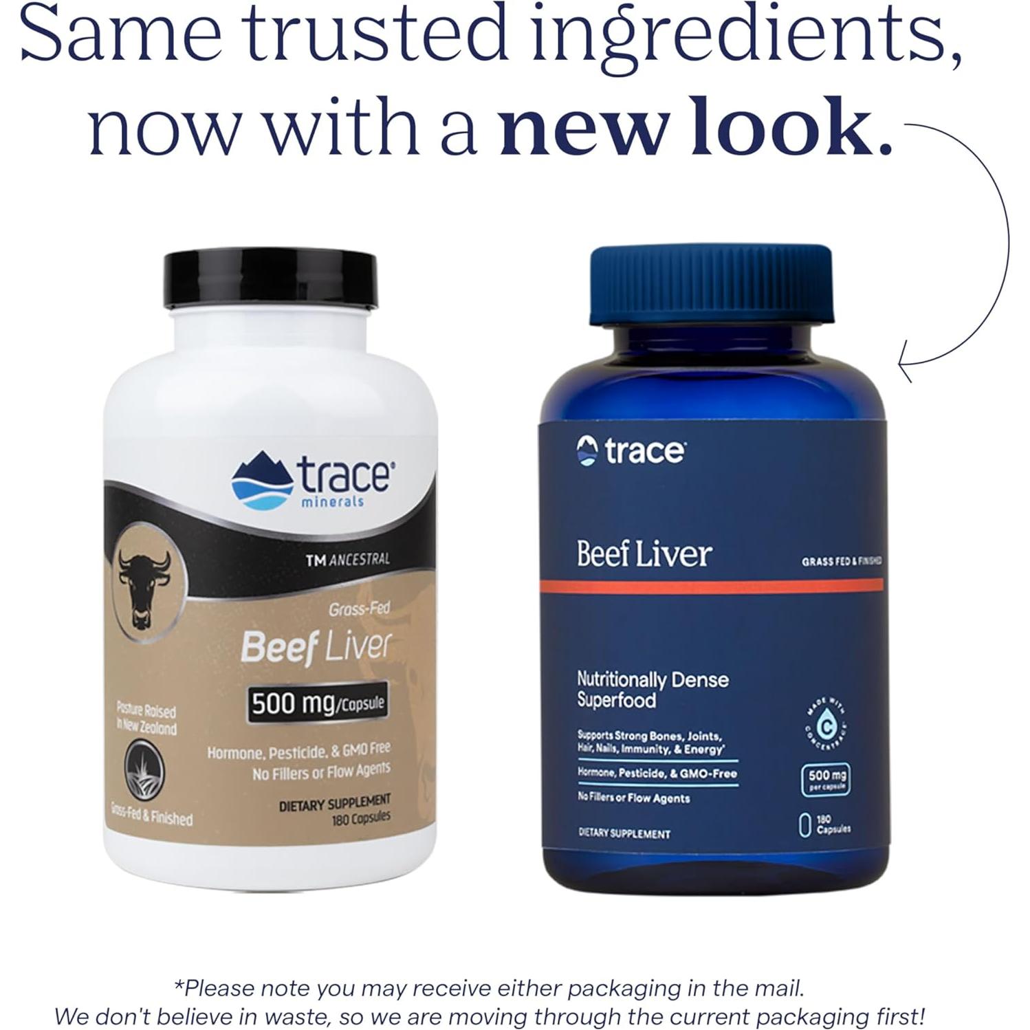 Suplemento de Hígado de Res Trace Minerals 500mg 180 Cápsulas