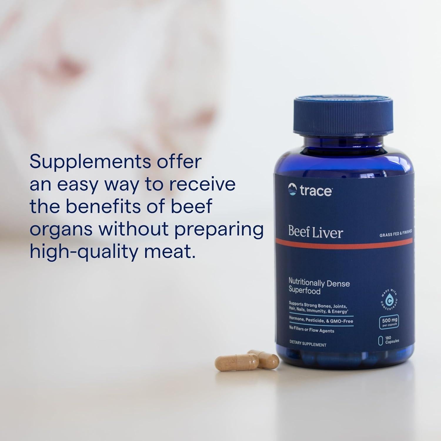 Suplemento de Hígado de Res Trace Minerals 500mg 180 Cápsulas