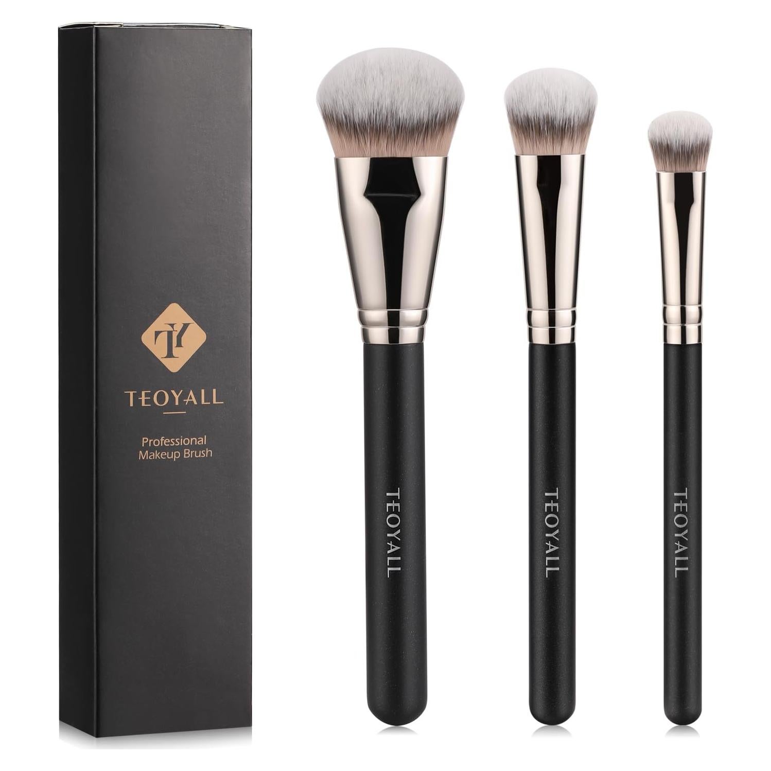 Pinceles Angulados Planos TEOYALL - Set de 3 para Maquillaje