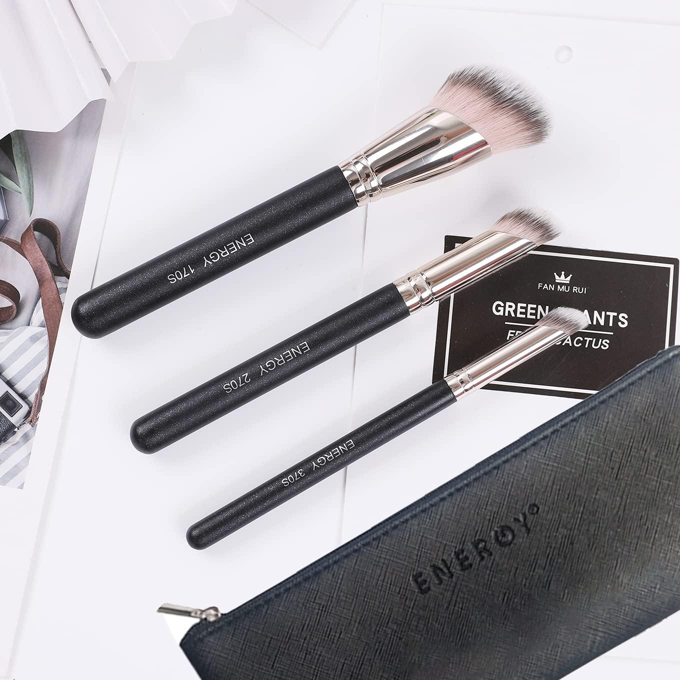 Set de 3 Pinceles de Maquillaje ENERGY con Bolsa PU