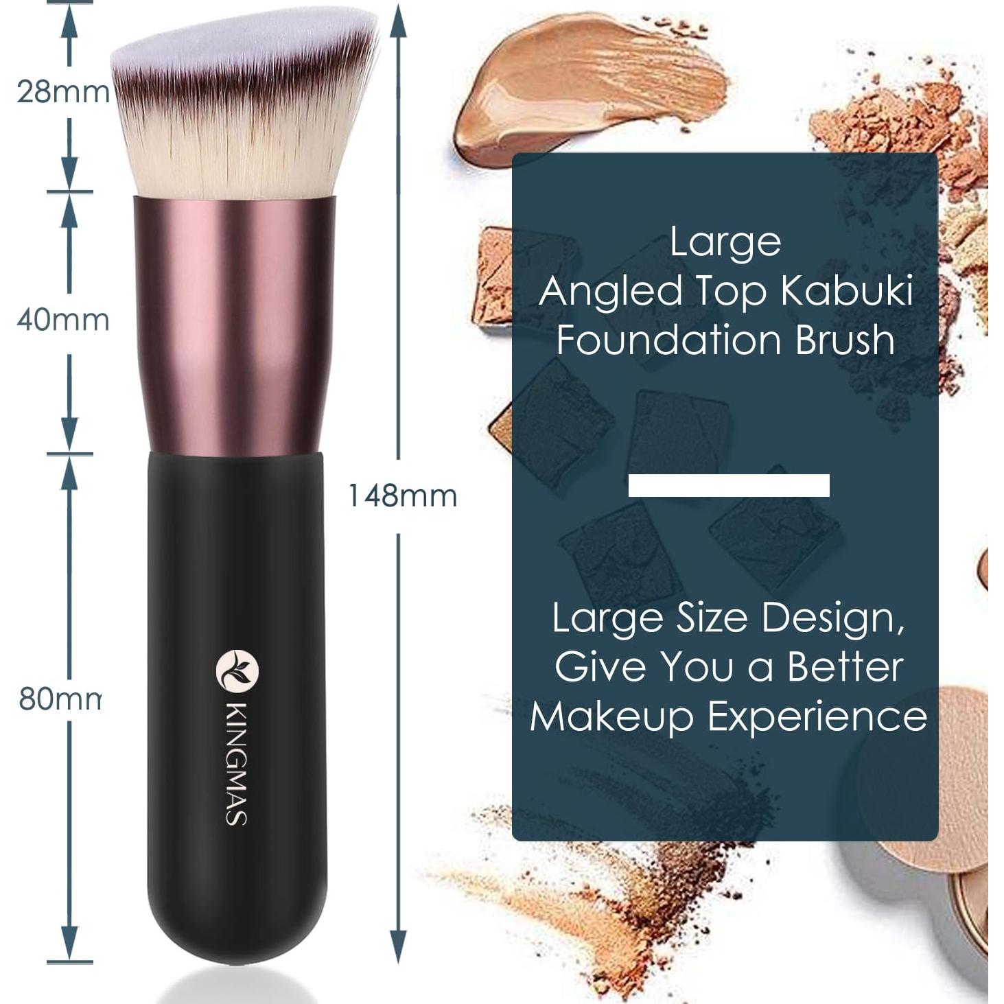 Brocha de Maquillaje Kabuki KINGMAS Punta Angulada Negra