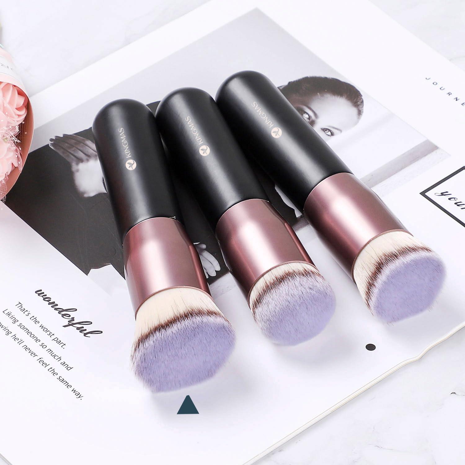 Brocha de Maquillaje Kabuki KINGMAS Punta Angulada Negra