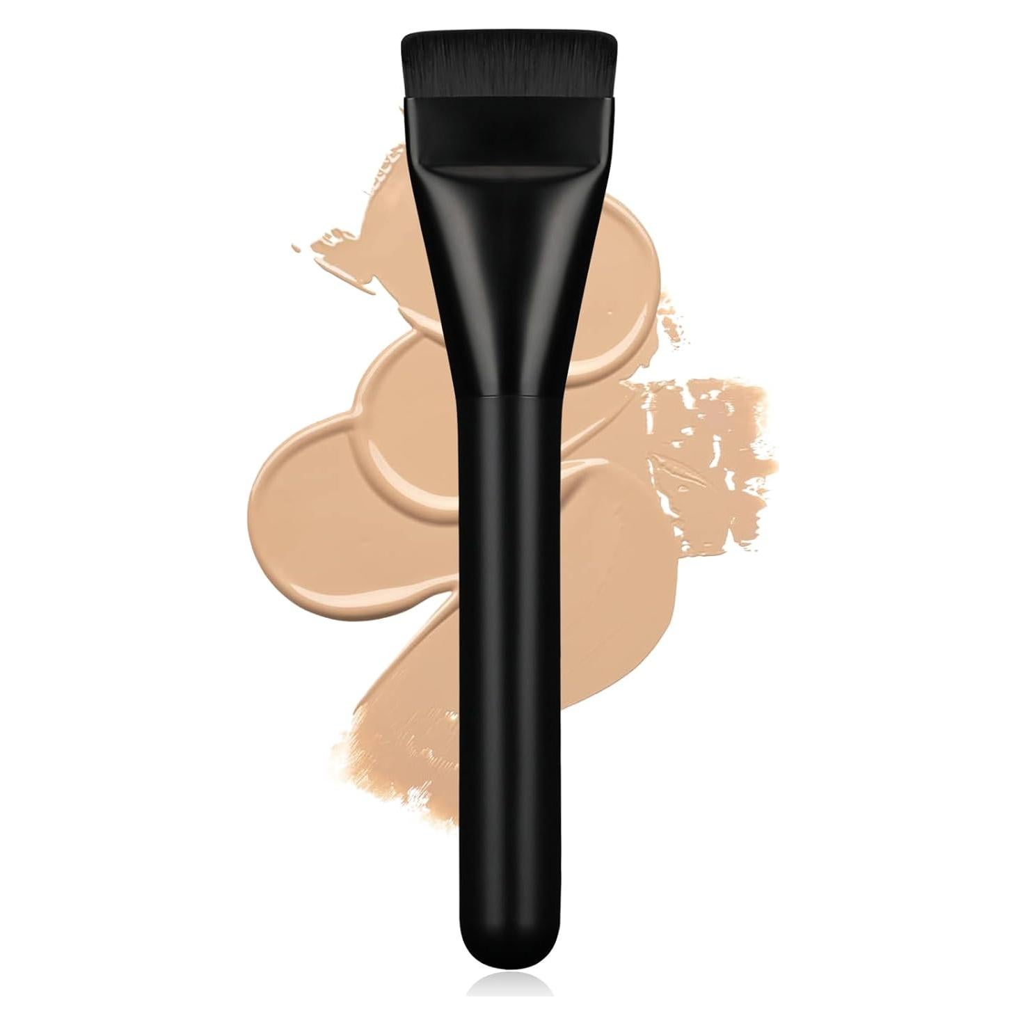 Brocha de Maquillaje Plana BEAUTYFACTOR Negra para Base Líquida