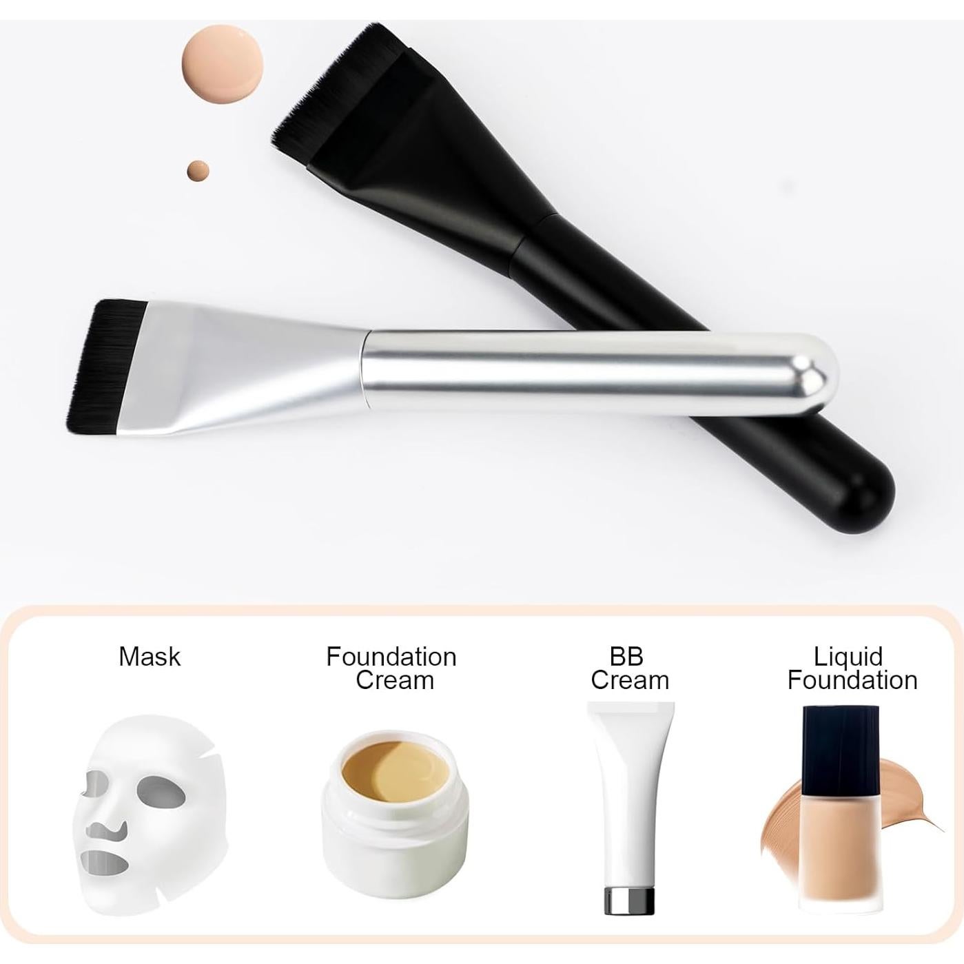 Brocha de Maquillaje Plana BEAUTYFACTOR Negra para Base Líquida