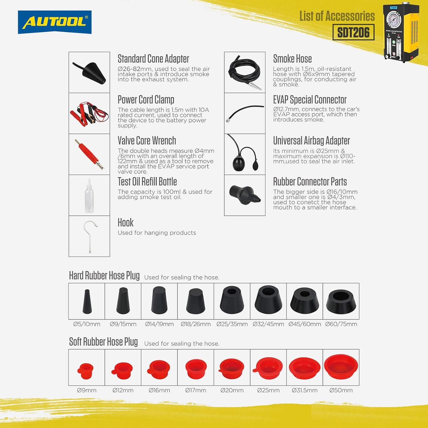 Detector de Fugas de Humo AUTOOL SDT206 con Modo Doble