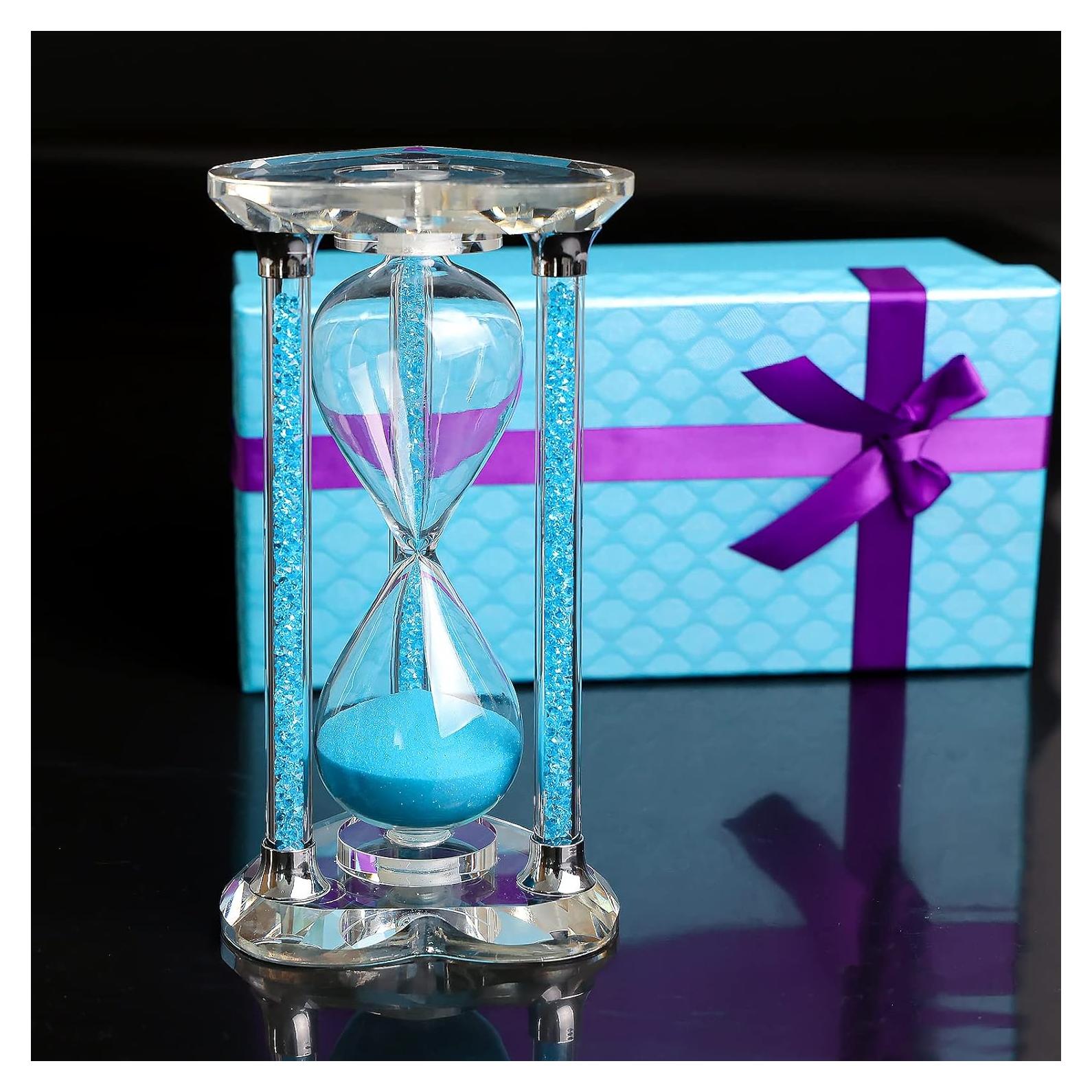 Reloj de Arena Lmzxmcy 60 Minutos Cristal Corazón Azul