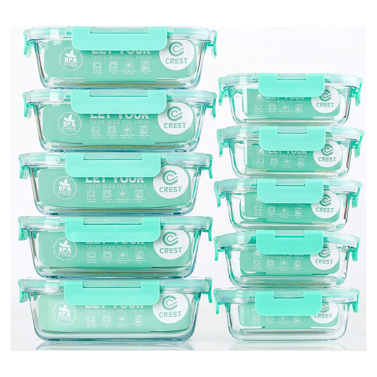 Contenedores de Almacenamiento de Vidrio C CREST 10 Piezas