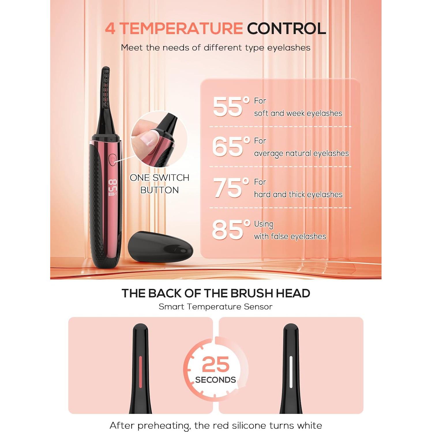 Rizador de Pestañas Eléctrico SMILING SHARK EB-01 4 Temperaturas