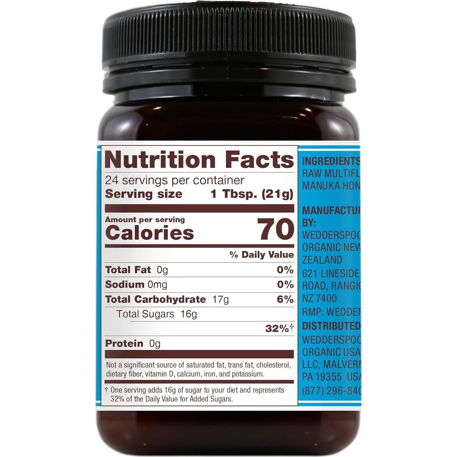 Miel Manuka Cruda Wedderspoon KFactor 12 499g No Pasteurizada