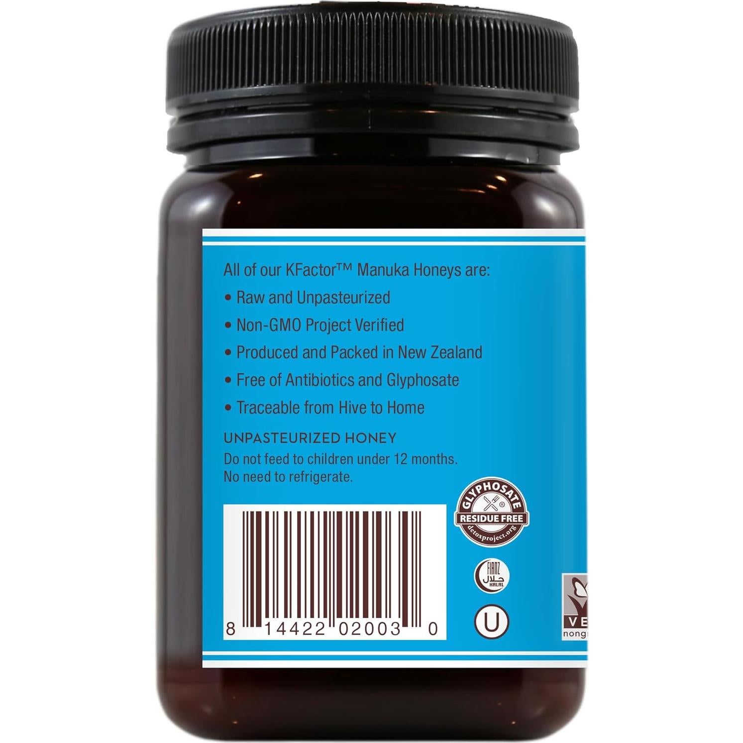 Miel Manuka Cruda Wedderspoon KFactor 12 499g No Pasteurizada