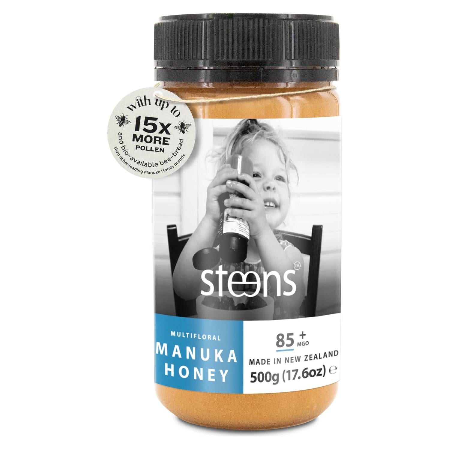 Miel de Manuka Steens MGO 85+ Cruda 499g Pura de Nueva Zelanda