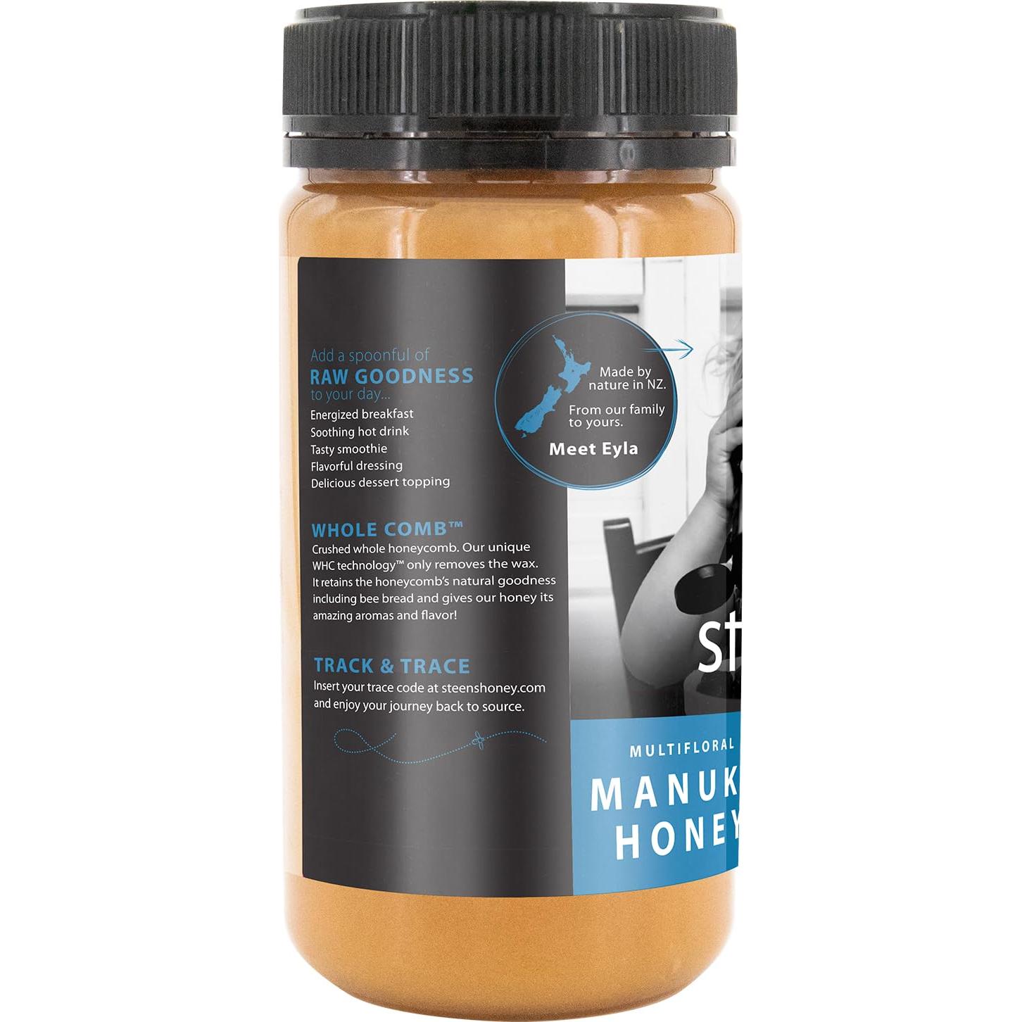 Miel de Manuka Steens MGO 85+ Cruda 499g Pura de Nueva Zelanda