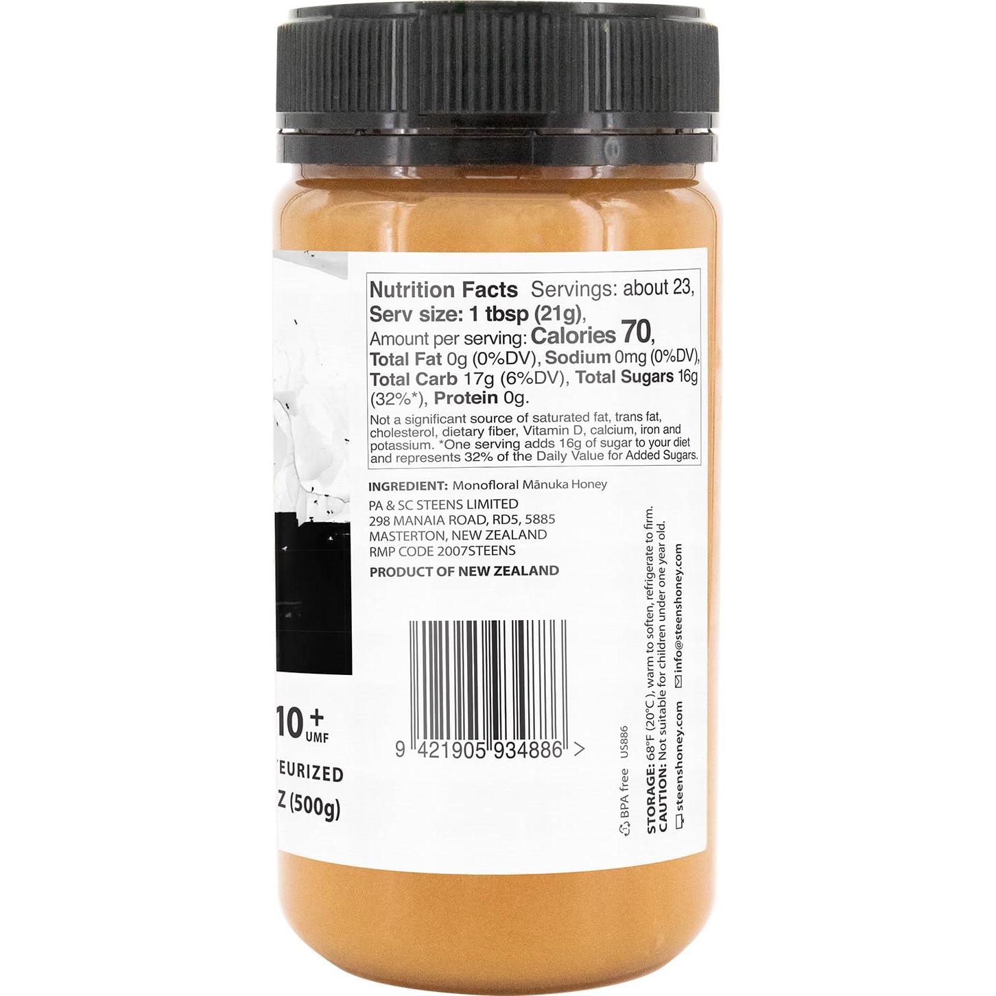 Miel Manuka Steens 100% Cruda UMF 10+ MGO 263+ 499g