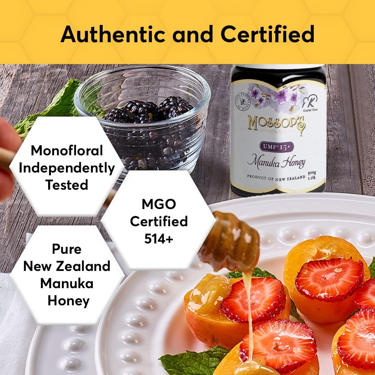 Miel de Manuka Cruda PRI Mossop UMF 15+ 500g Nueva Zelanda