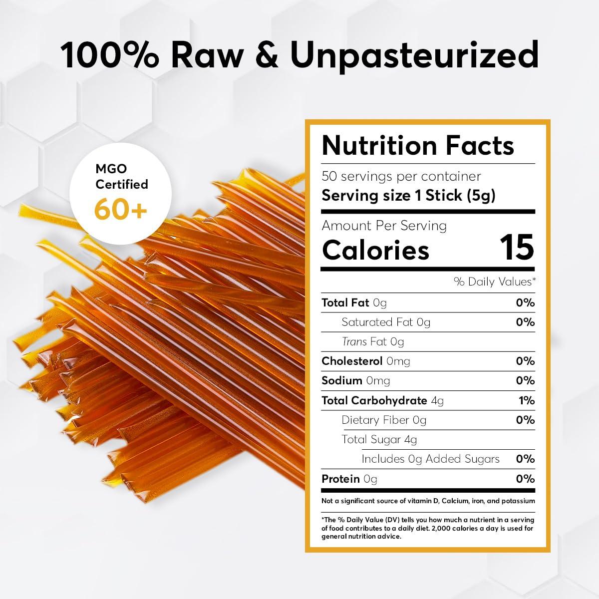 Palitos de Miel de Manuka PRI MGO 60+ Cruda 50 Unidades