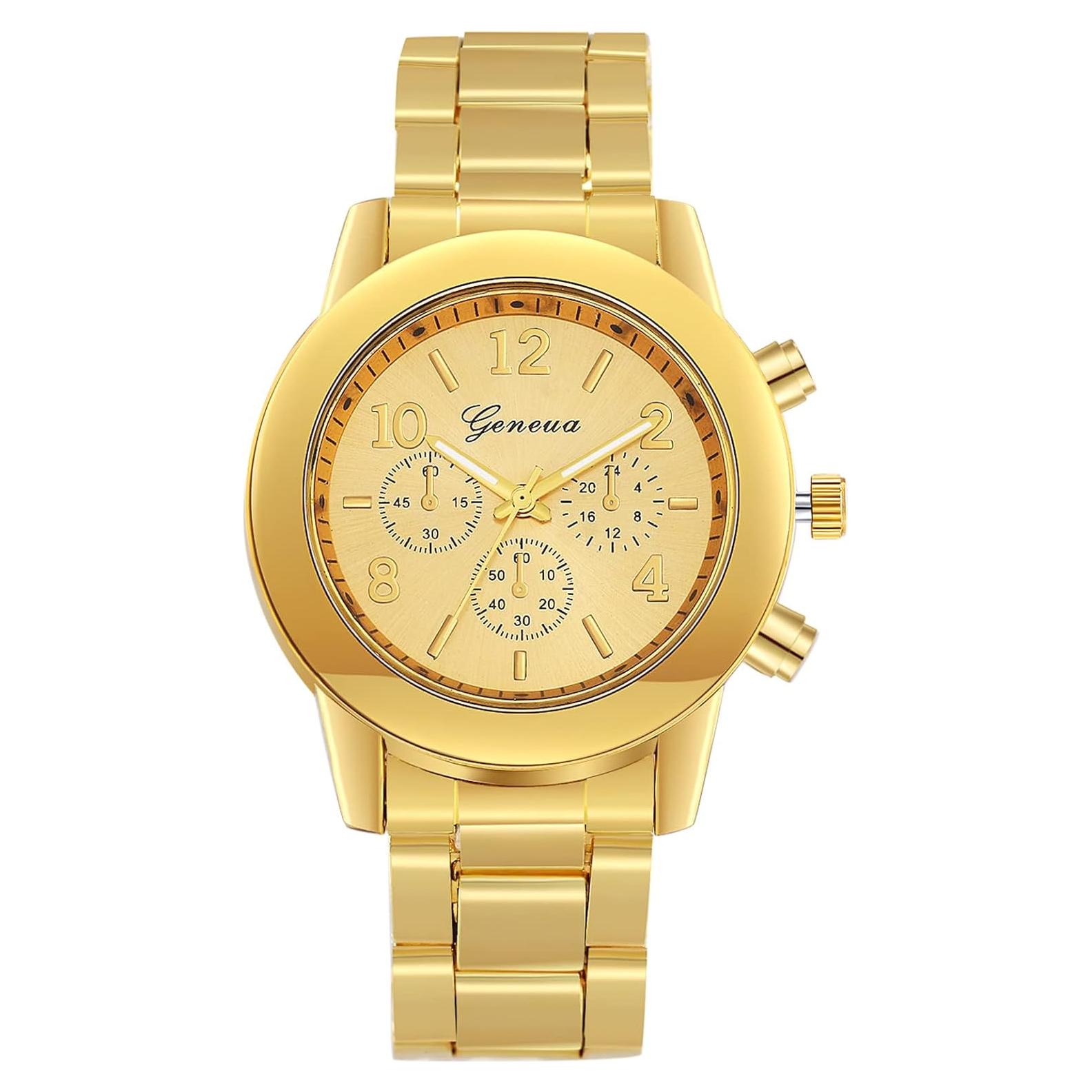 Reloj de Vestir de Lujo JewelryWe Dorado con Cristales