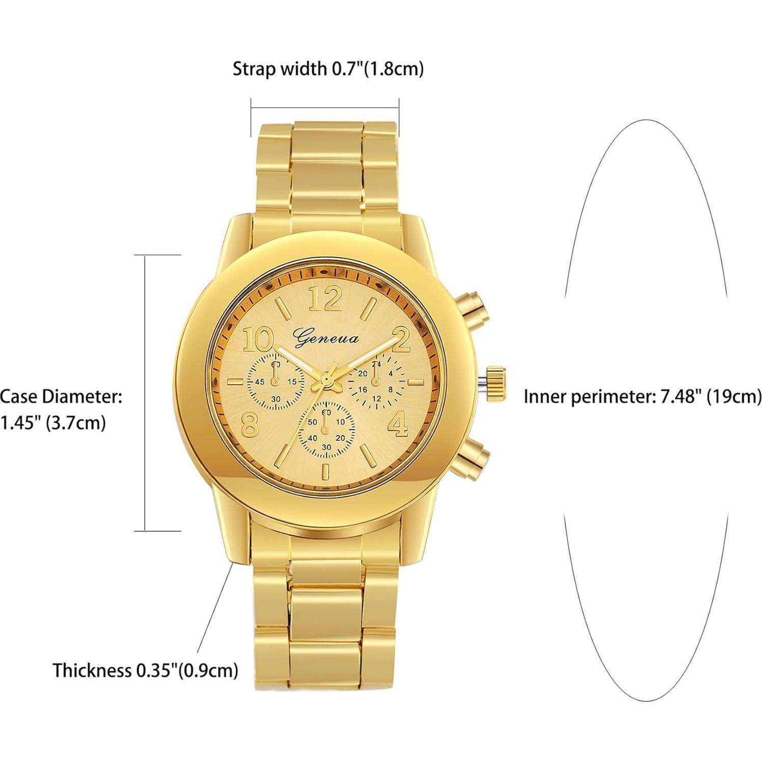 Reloj de Vestir de Lujo JewelryWe Dorado con Cristales