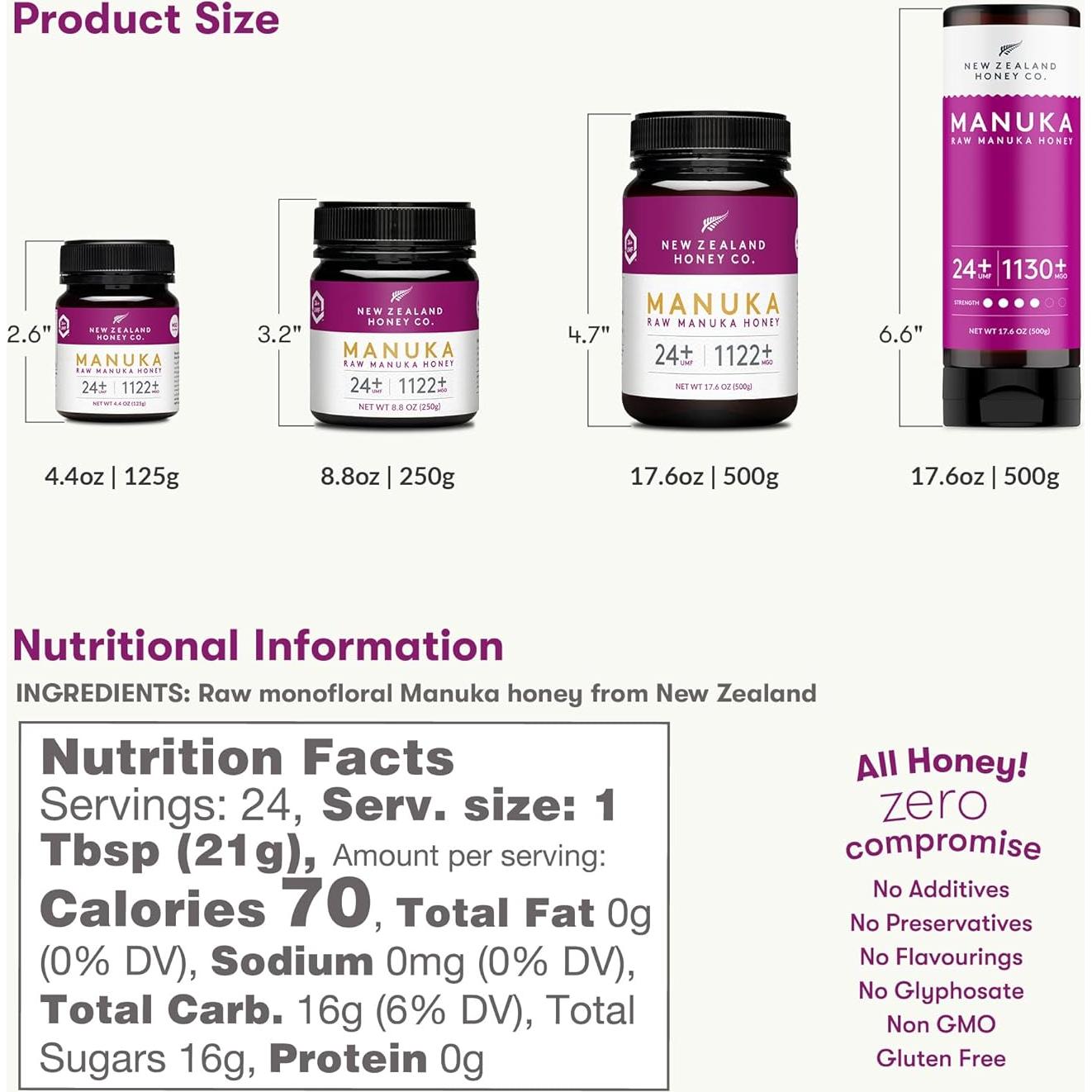 Miel Pura de Manuka UMF 24+ New Zealand Honey Co. 500g